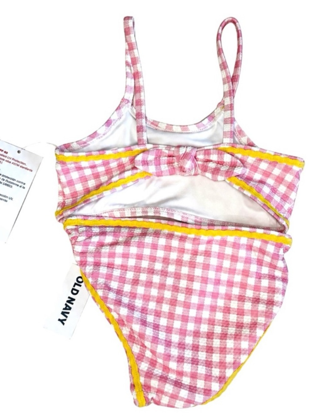 💦 OLD NAVY NWT Pink Gingham Two Piece Swimsuit UPF 40 Toddler Bikini Set 4T